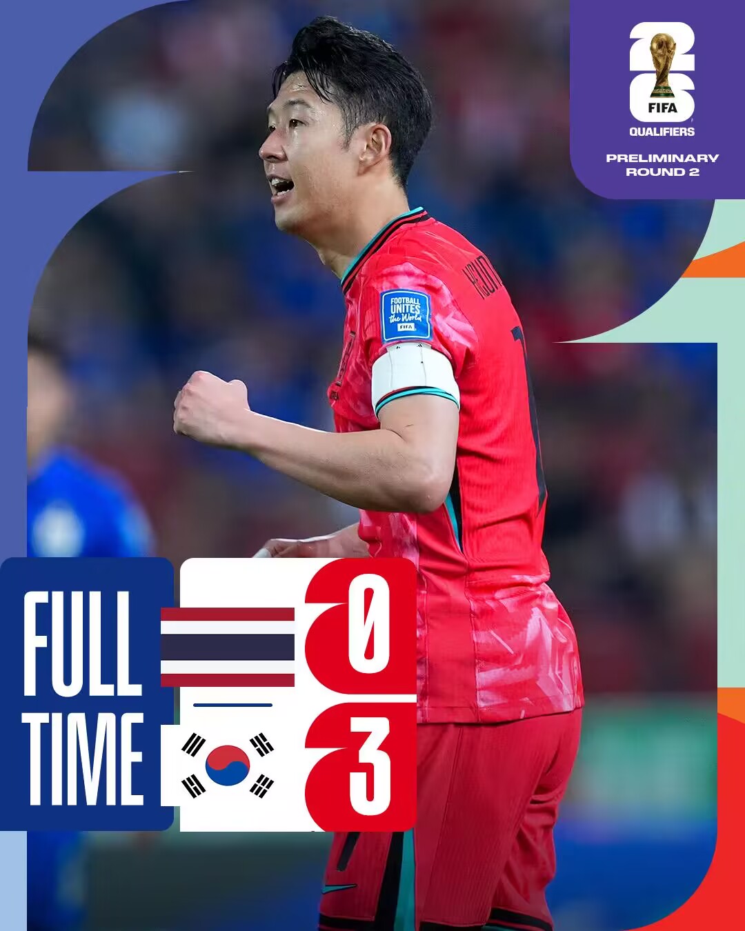 世亚预-韩国3-0泰国 韩国10分高居榜首泰国4分遭中国反超